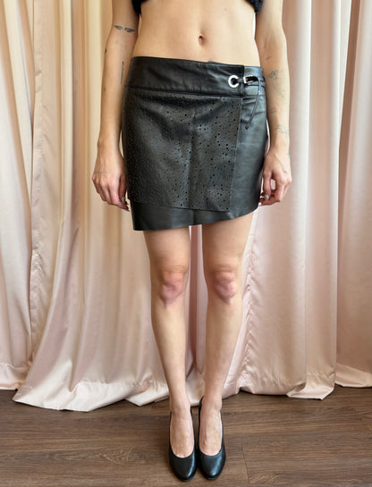 Leather Wrap Mini Skirt
