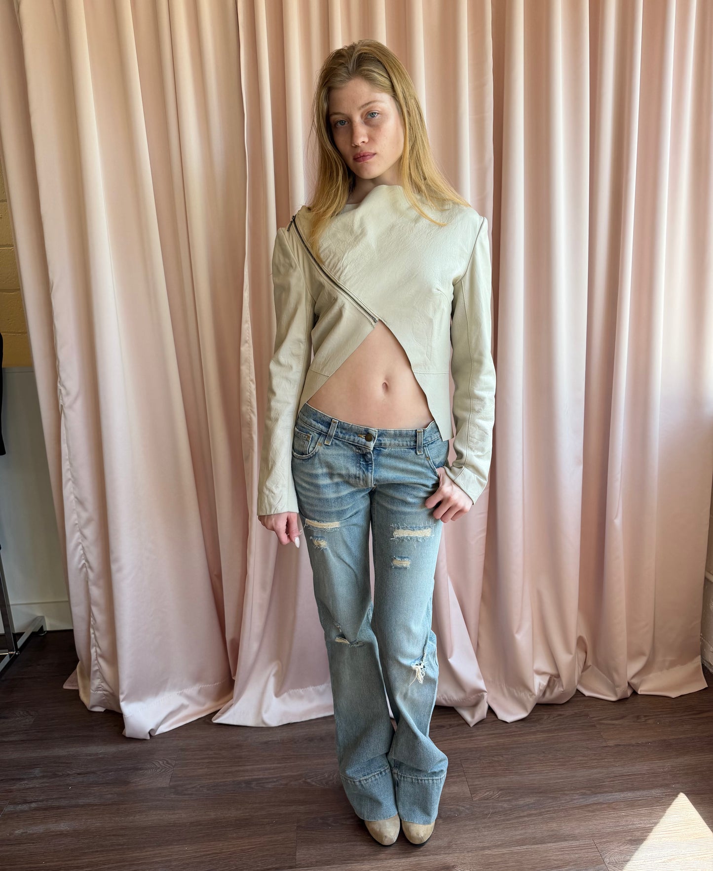 Italian Beige Leather Jacket