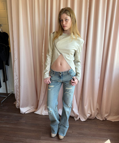 Italian Beige Leather Jacket