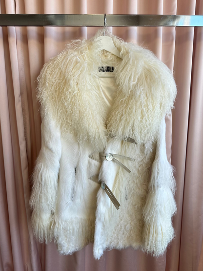 Cream Mongolian Fur Coat