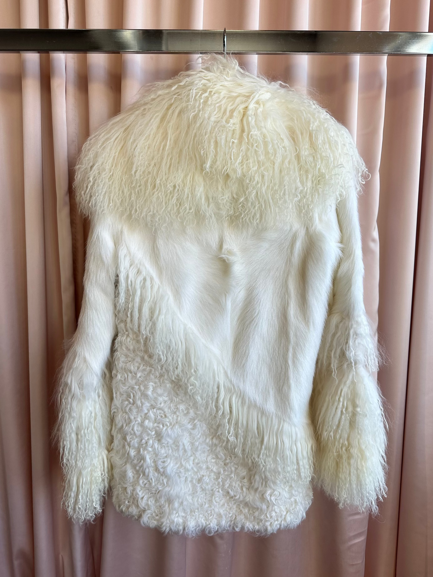 Cream Mongolian Fur Coat