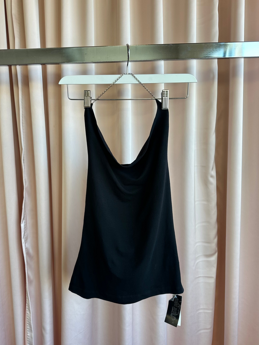 1990's Black Cowl Neck Halter Top