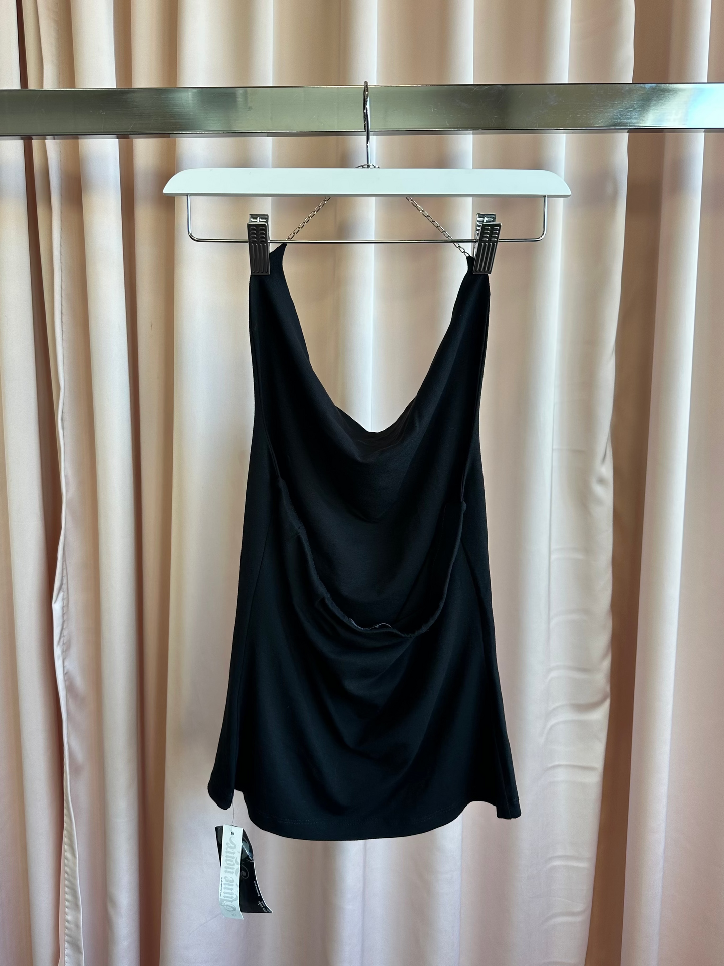 1990's Black Cowl Neck Halter Top