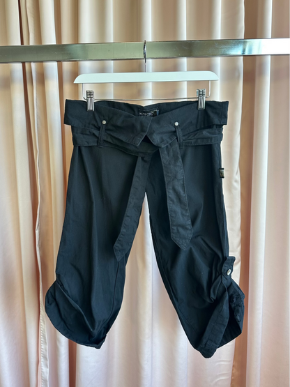 2000's Black Low Rise Belted Capri's