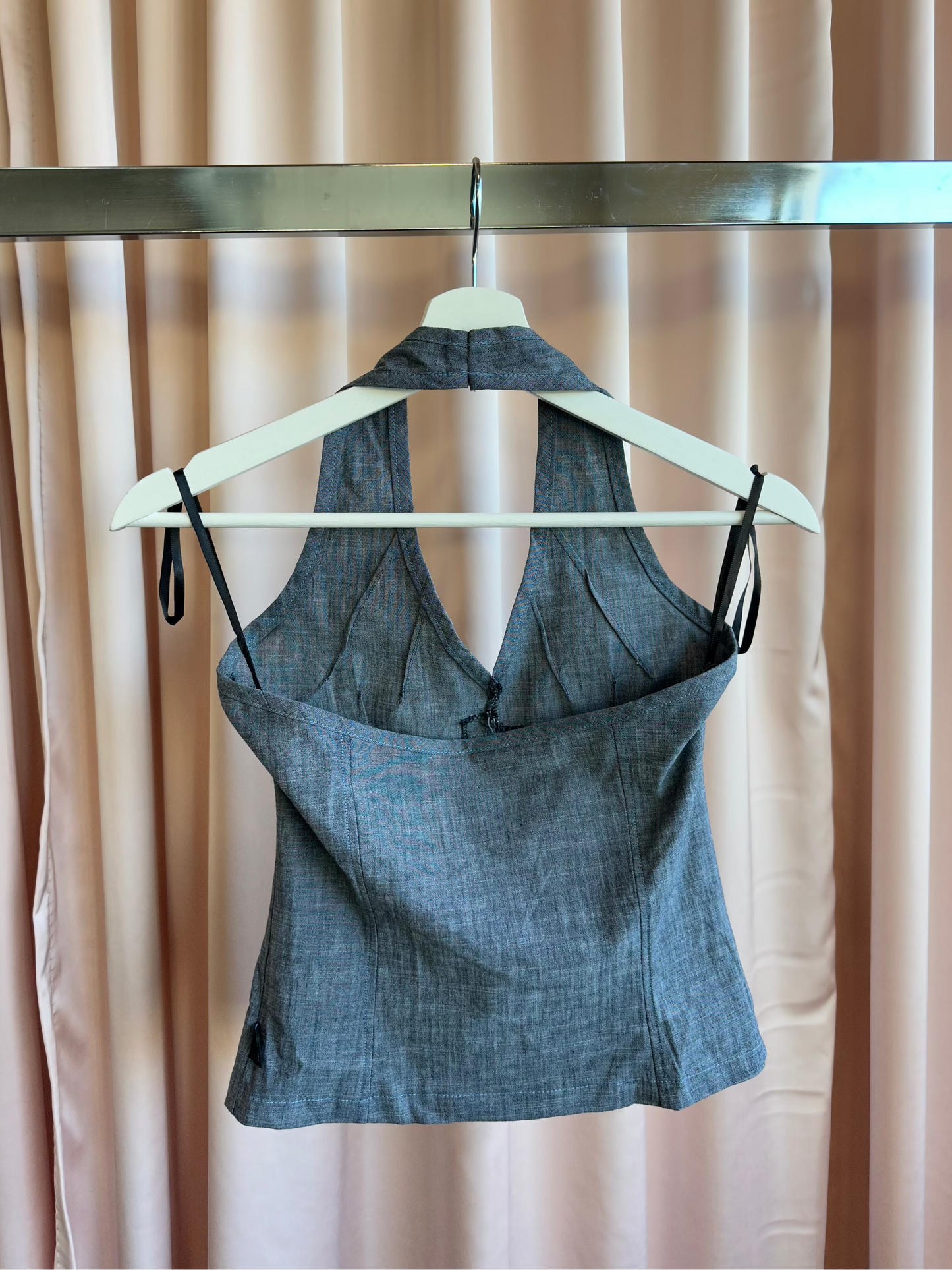 1990's Grey Zipper Halter Top
