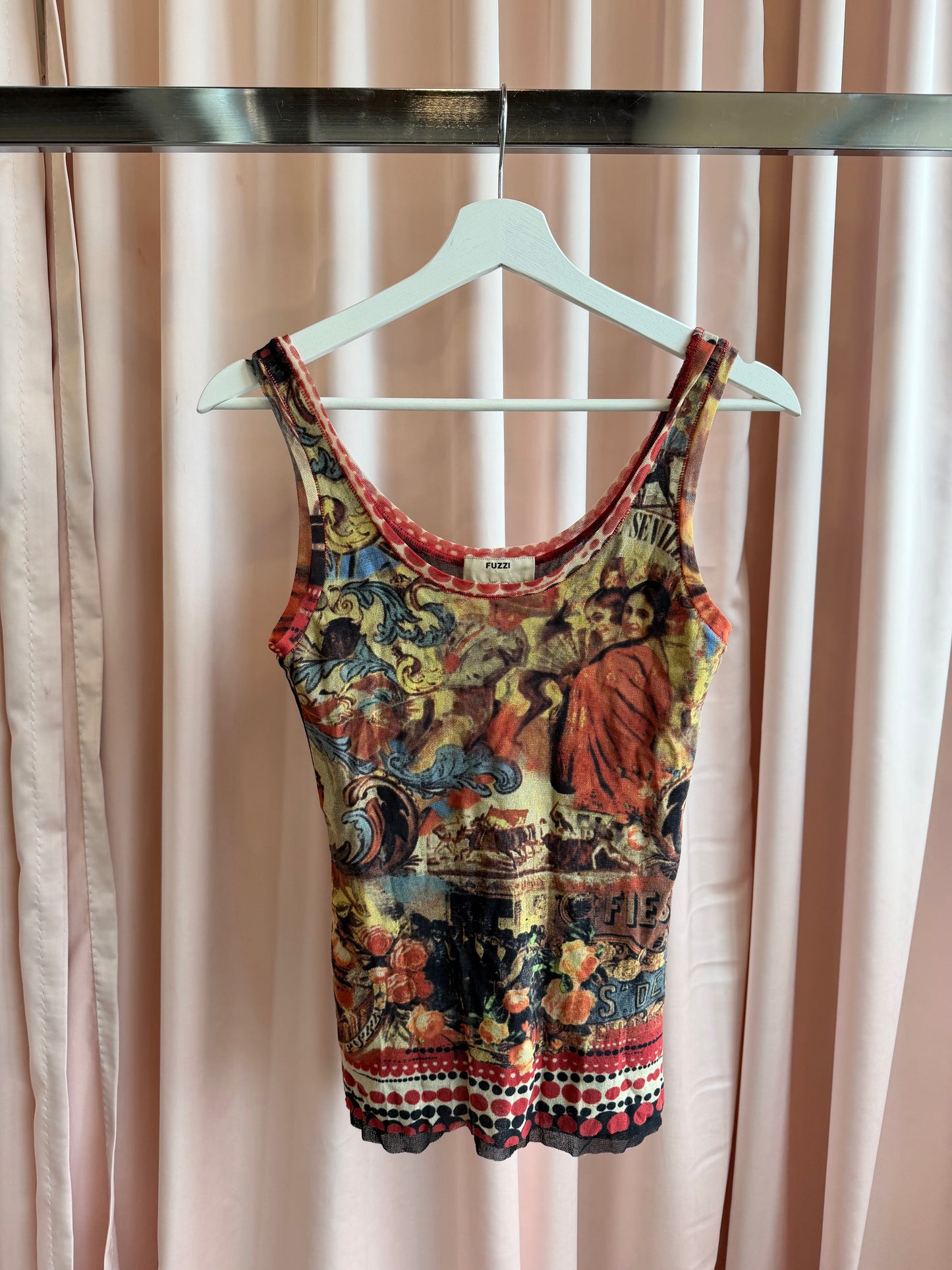 Jean Paul Gaultier Fuzzi Mesh Print Tank Top.