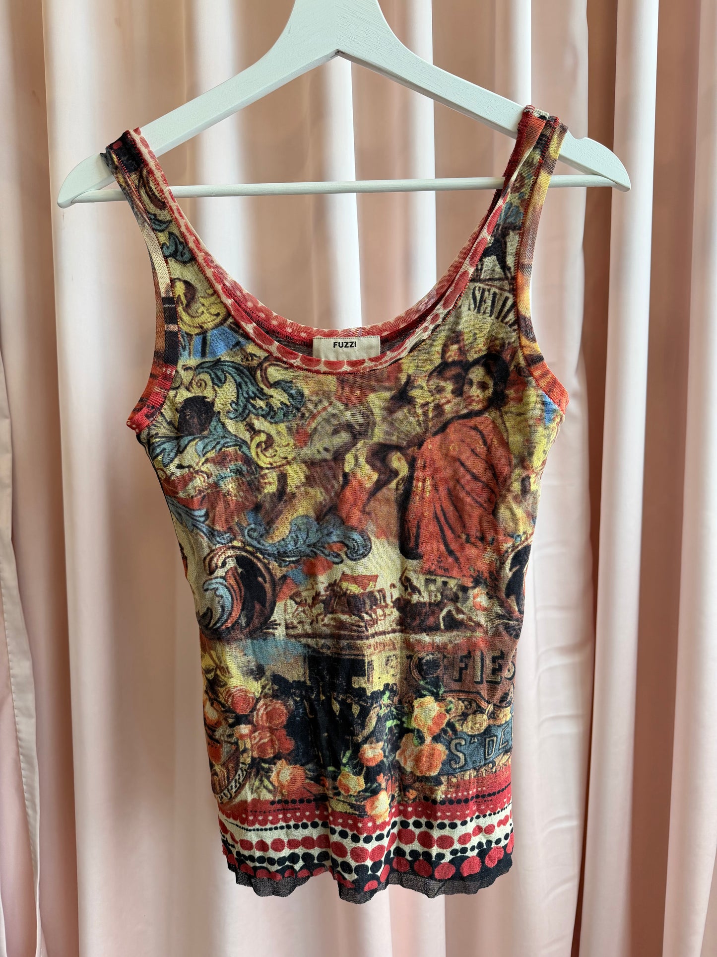 Jean Paul Gaultier Fuzzi Mesh Print Tank Top.
