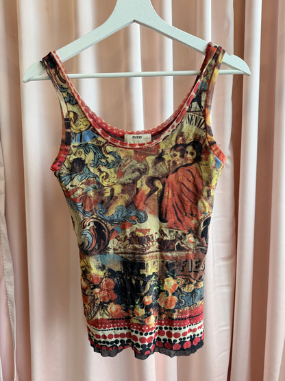 Jean Paul Gaultier Fuzzi Mesh Print Tank Top.
