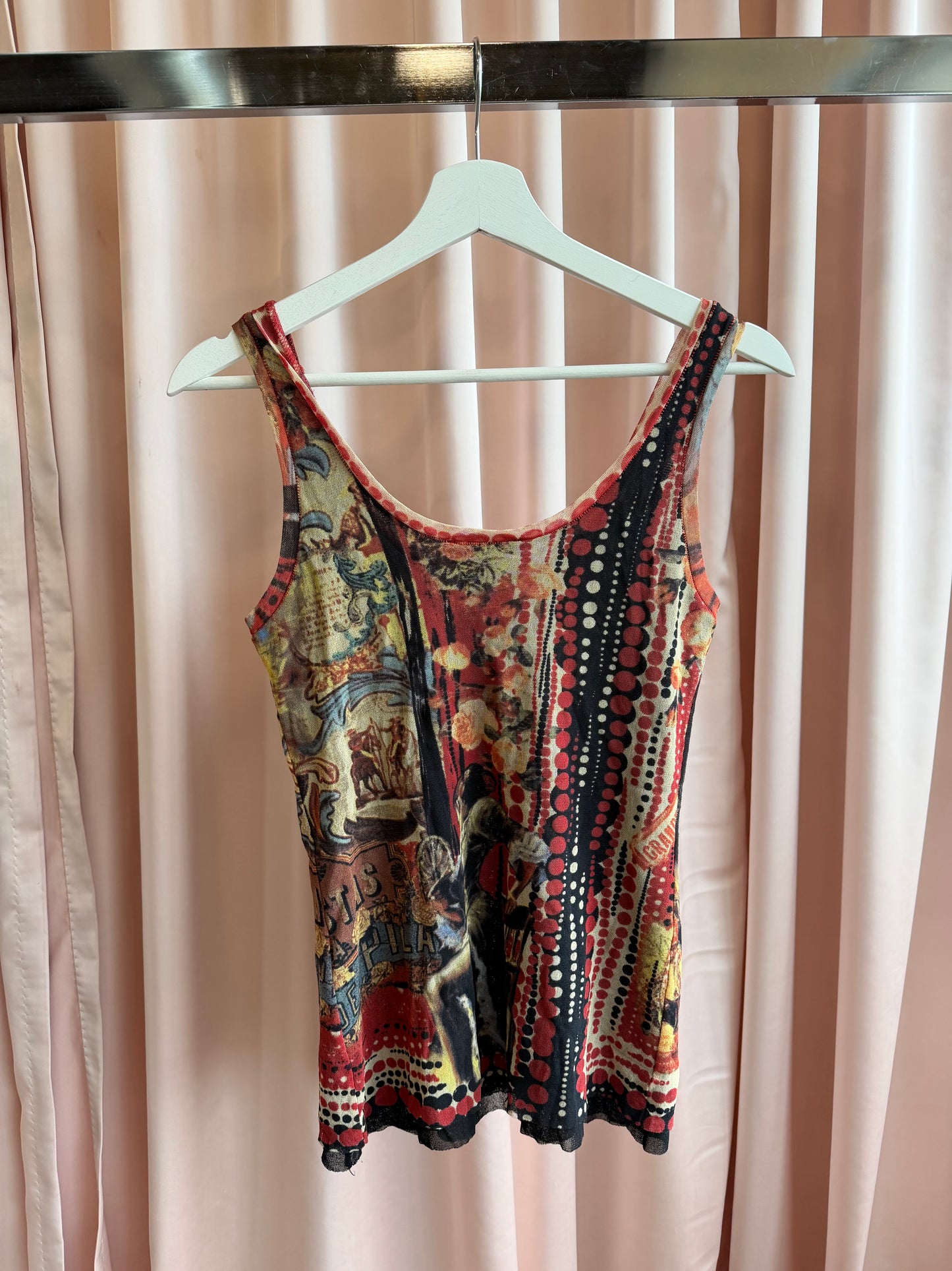 Jean Paul Gaultier Fuzzi Mesh Print Tank Top.