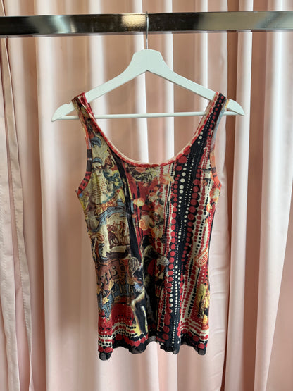 Jean Paul Gaultier Fuzzi Mesh Print Tank Top.