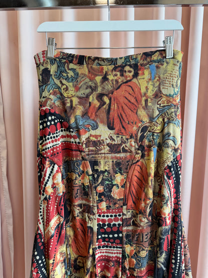 Jean Paul Gaultier Fuzzi Mesh Printed Skirt