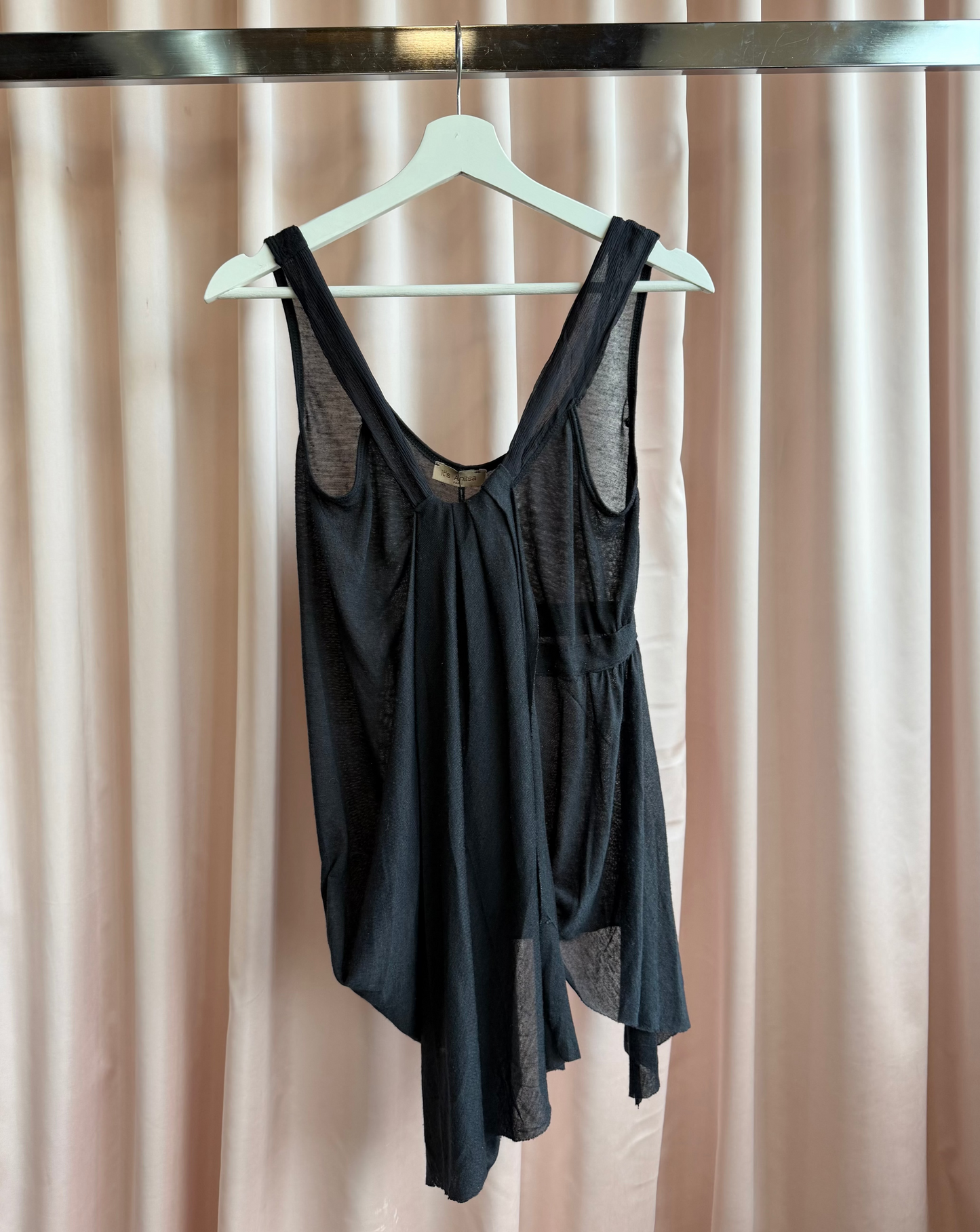 French Brand Black Drape Tank