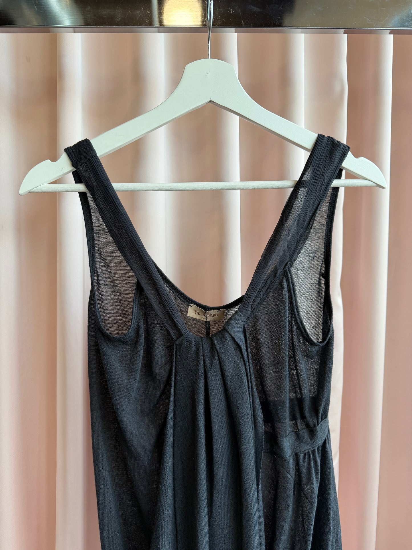 French Brand Black Drape Tank