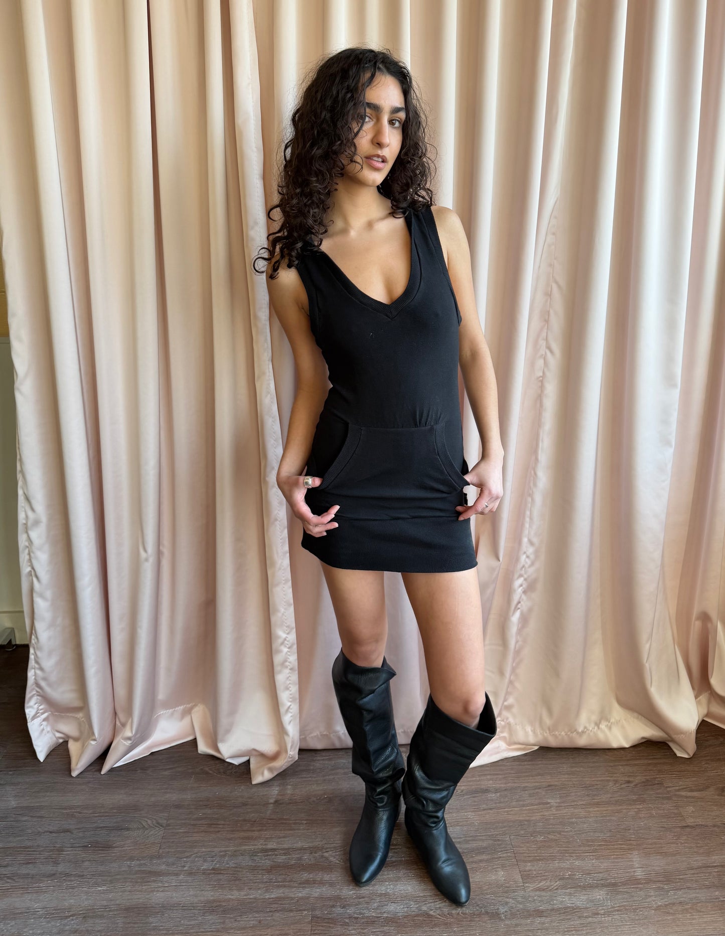1990's Hooded Sleeveless Mini Dress