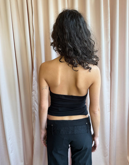 1990's Black Cowl Neck Halter Top