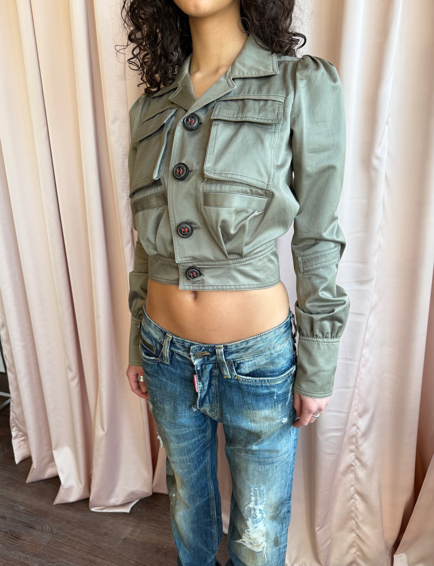 Dsquared2 Olive Cropped Cargo Jacket