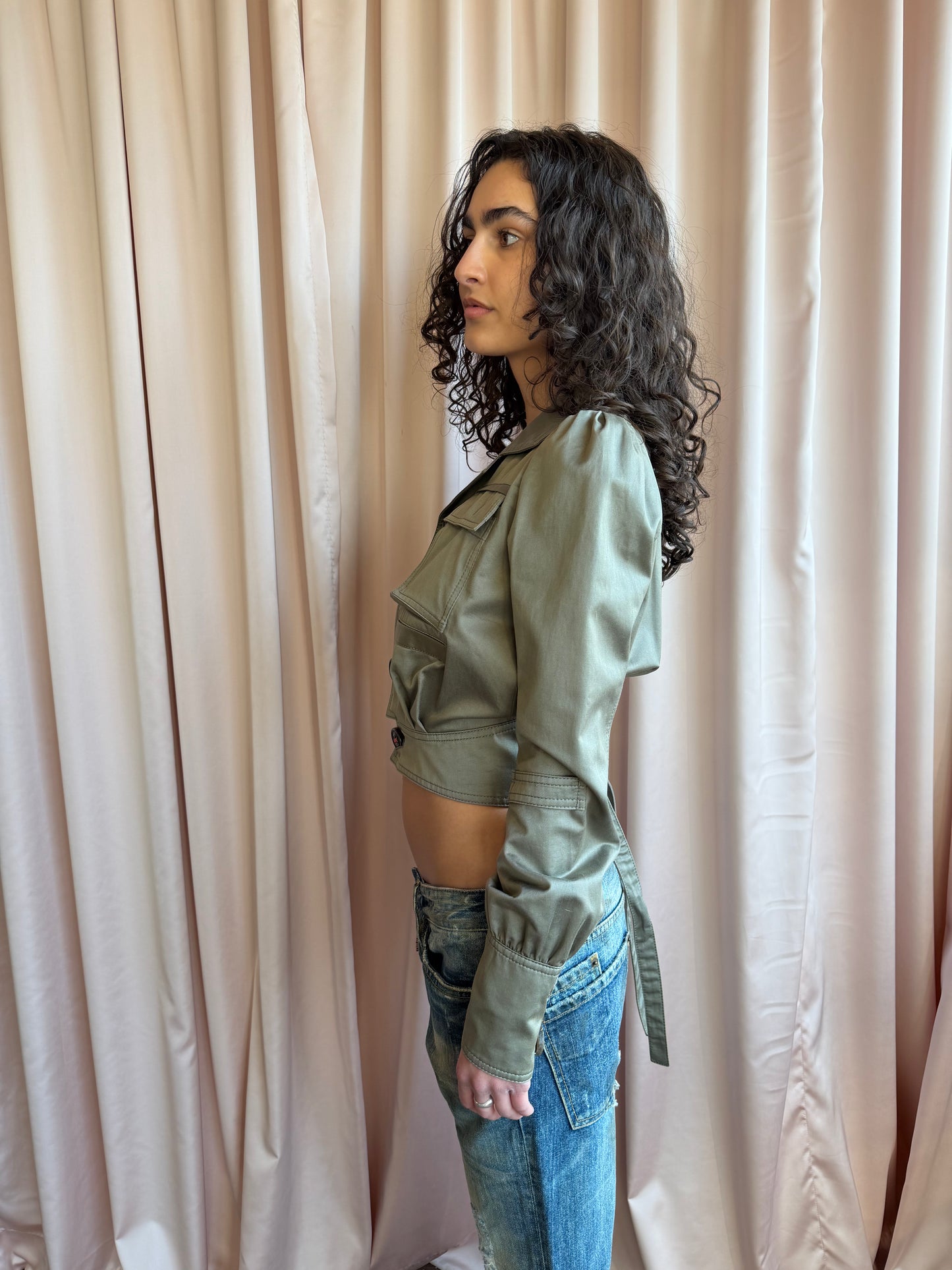 Dsquared2 Olive Cropped Cargo Jacket