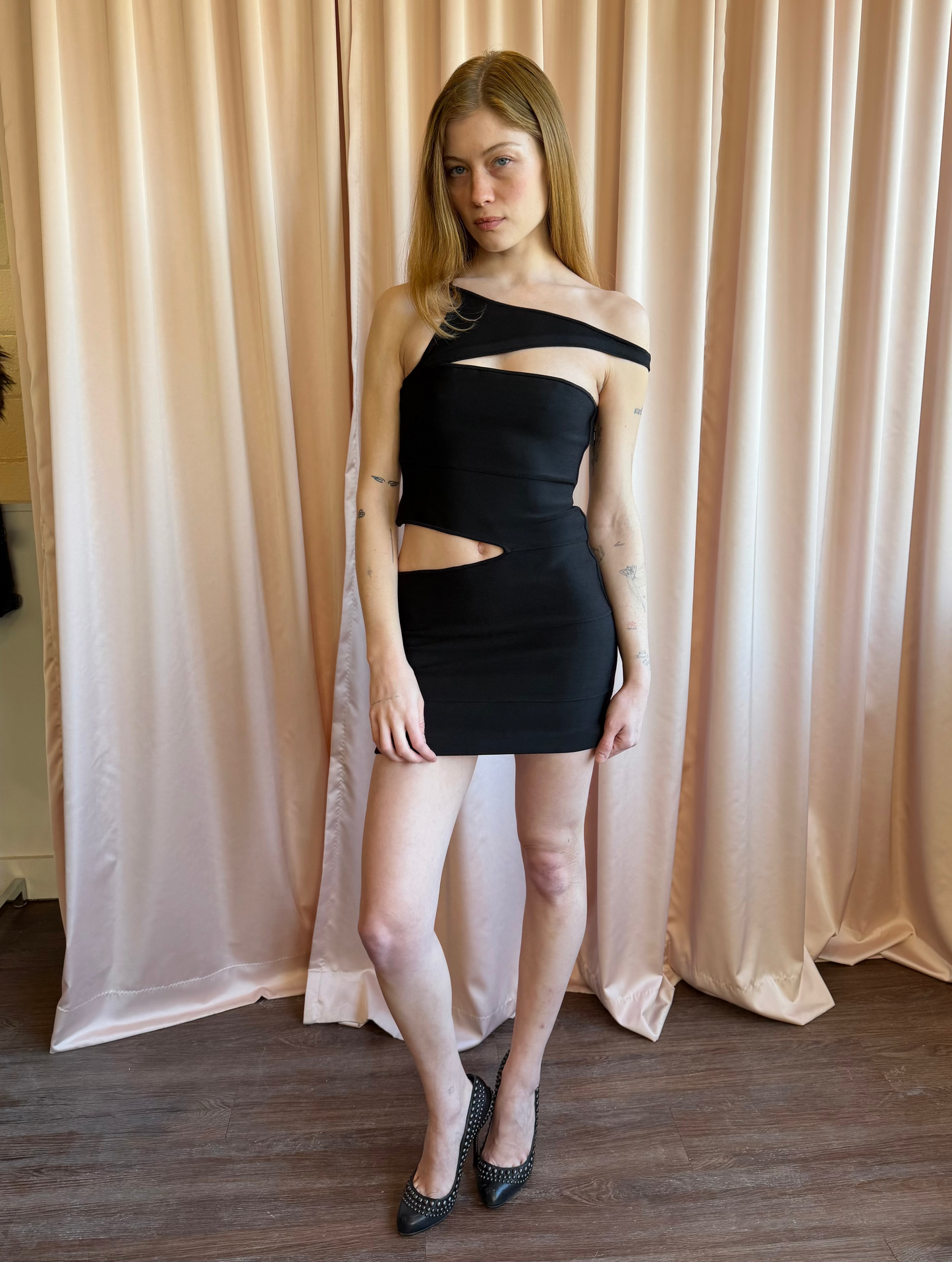 Herve Leger Black Cut Out Dress