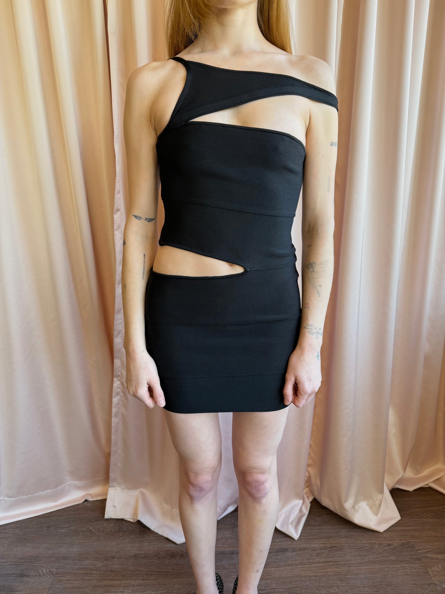 Herve Leger Black Cut Out Dress