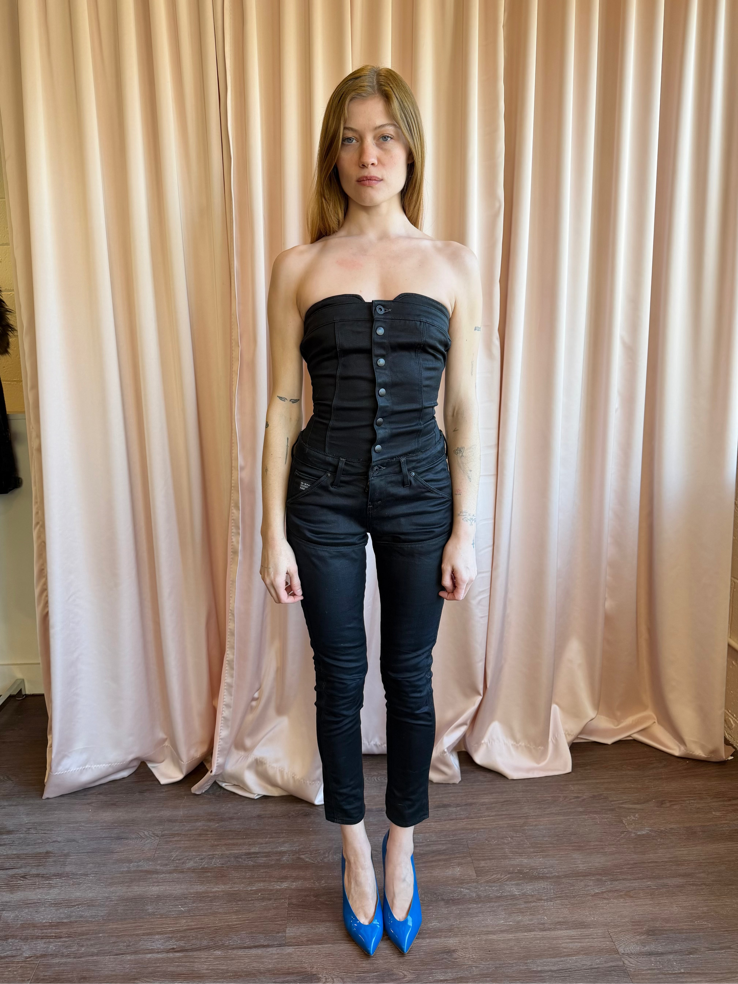 G-Star Strapless Denim Jumpsuit