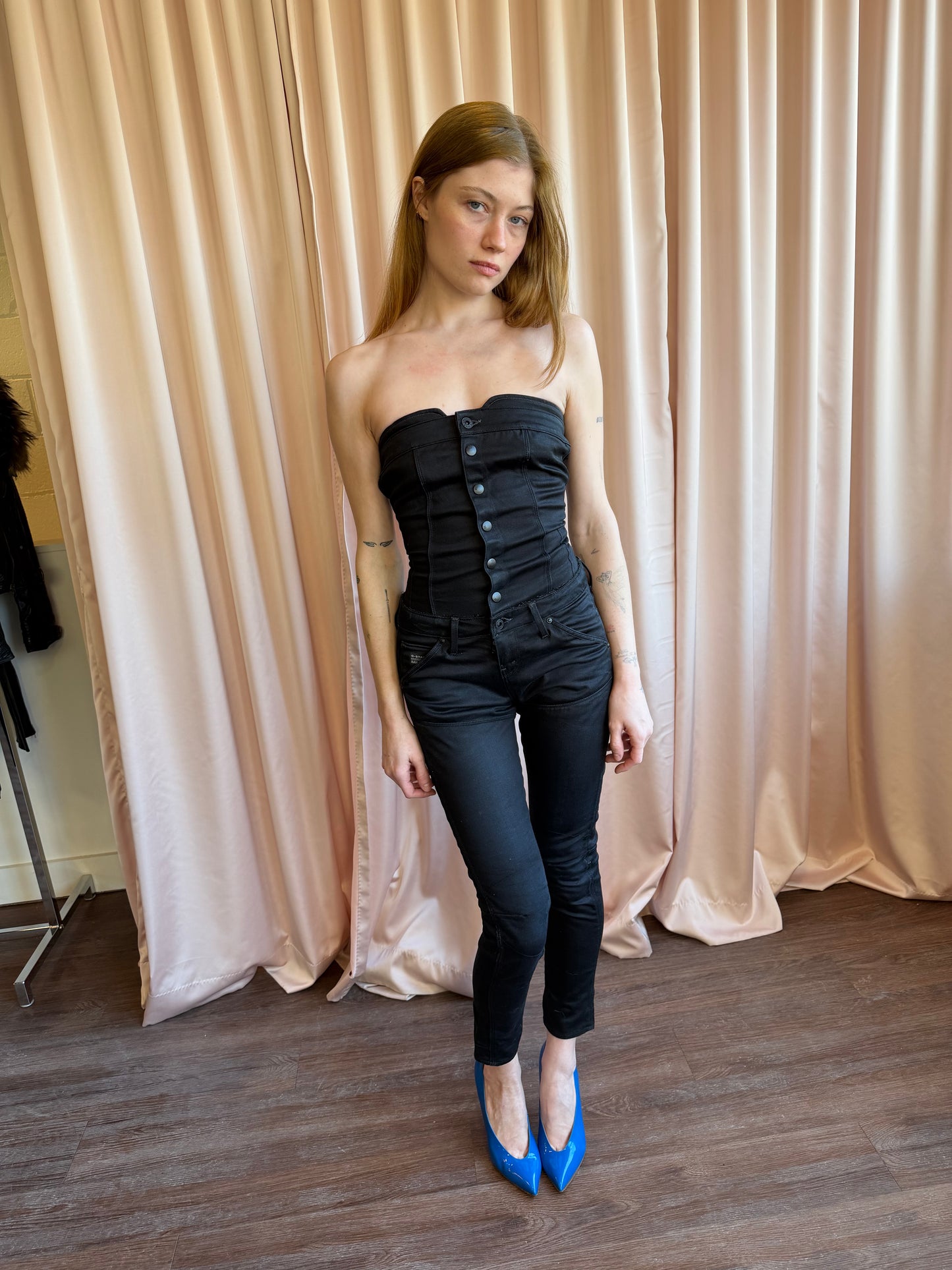 G-Star Strapless Denim Jumpsuit