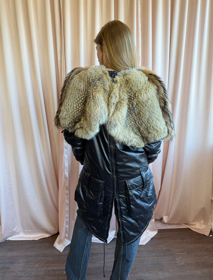 Antonio Berardi Black Puffer with Fur Hood