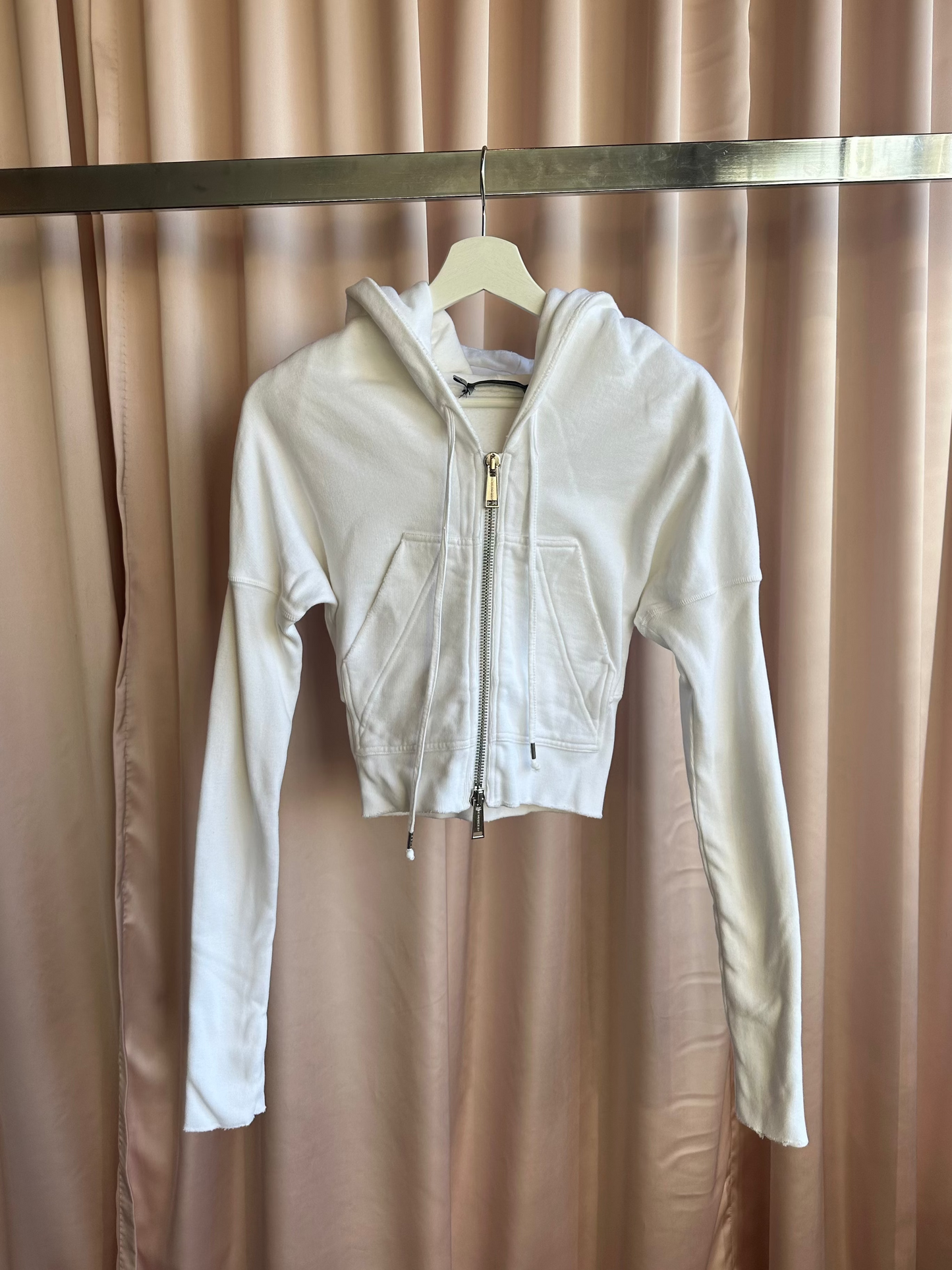 Dsquared2 White Cropped Zip Up Hoodie
