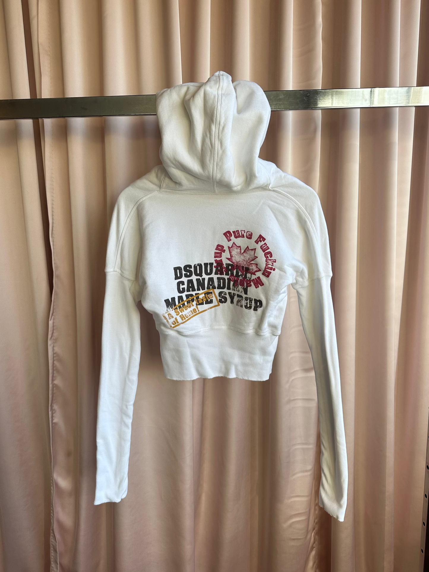 Dsquared2 White Cropped Zip Up Hoodie