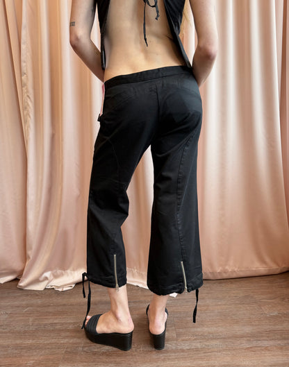 2000's Black Low Rise Wide Capri's