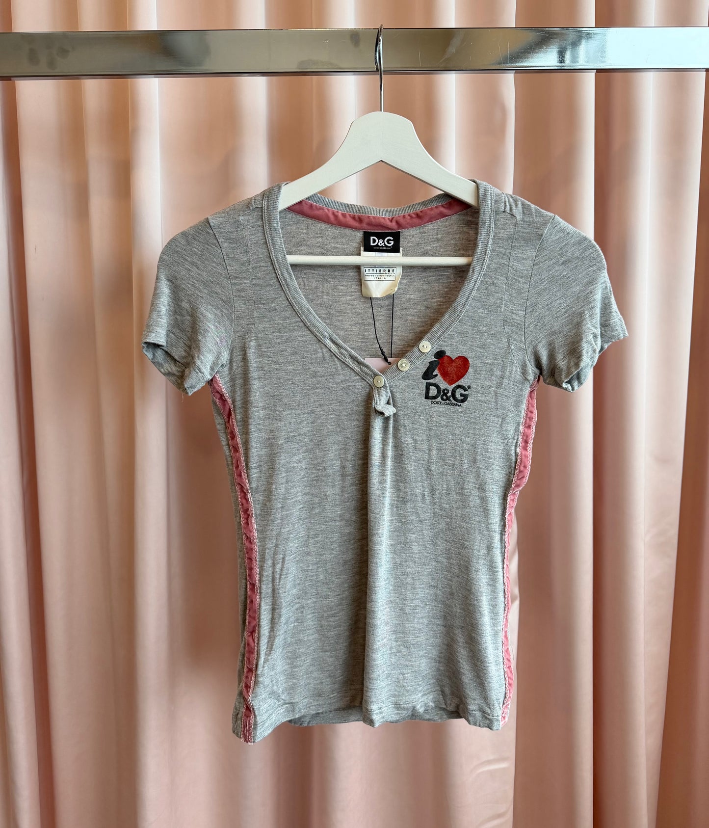 D&G Grey Graphic Short Sleeve Henley