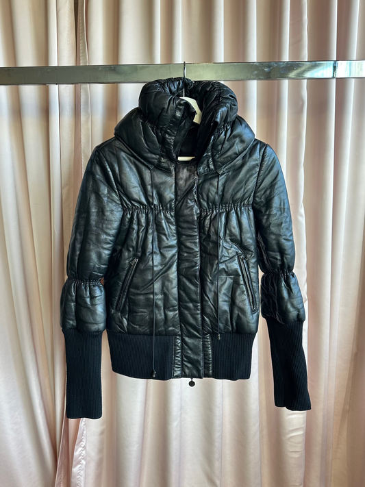 Patrizia Pepe Black Leather Puffer Jacket