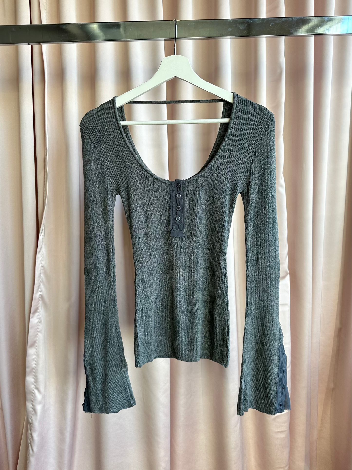 Ribbed Long Sleeve Henley