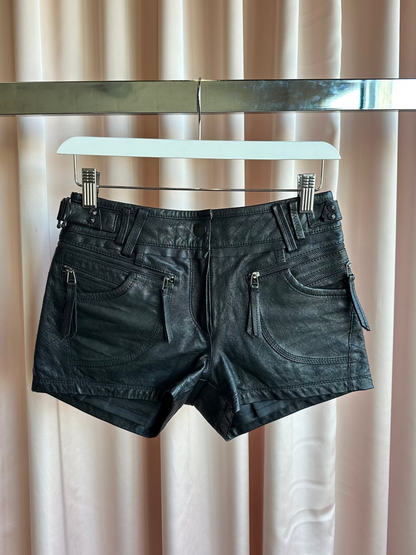 Black Leather Micro Shorts