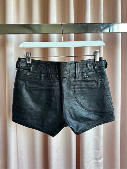 Black Leather Micro Shorts
