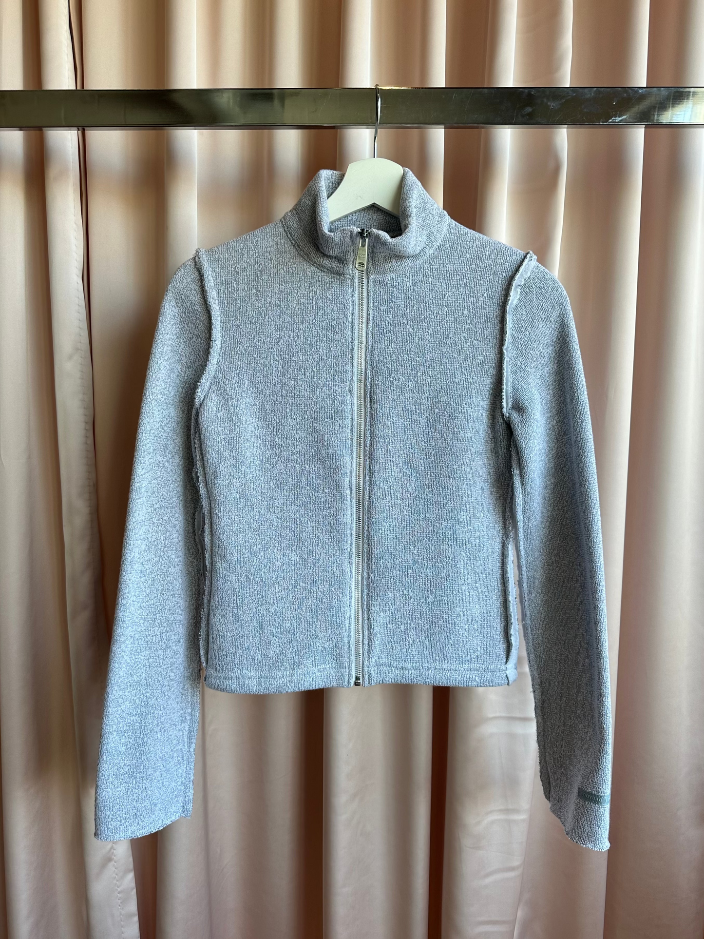 Grey Fleece Mock Neck Sweater