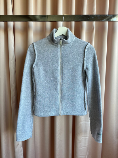 Grey Fleece Mock Neck Sweater