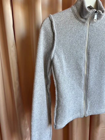 Grey Fleece Mock Neck Sweater