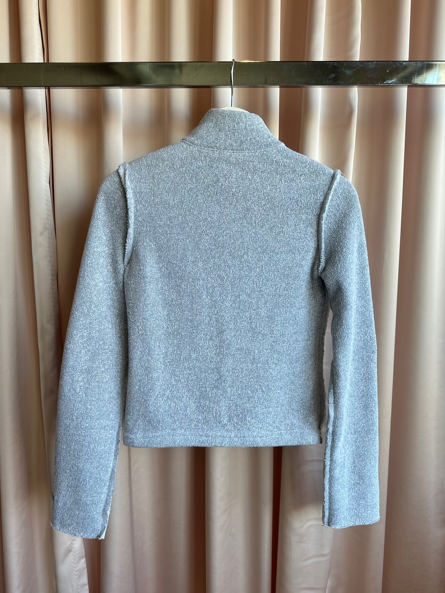 Grey Fleece Mock Neck Sweater