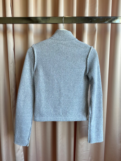 Grey Fleece Mock Neck Sweater