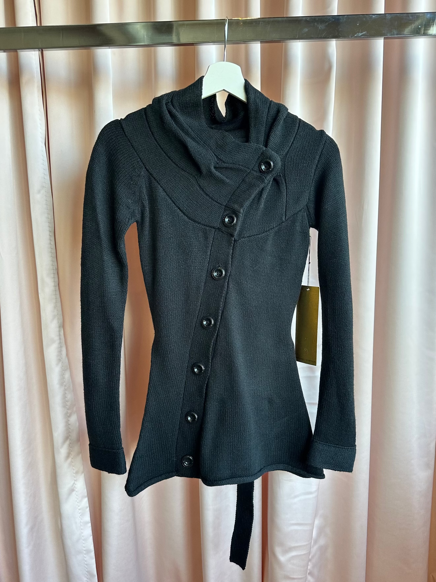 Black Knit Asymmetric Cardigan