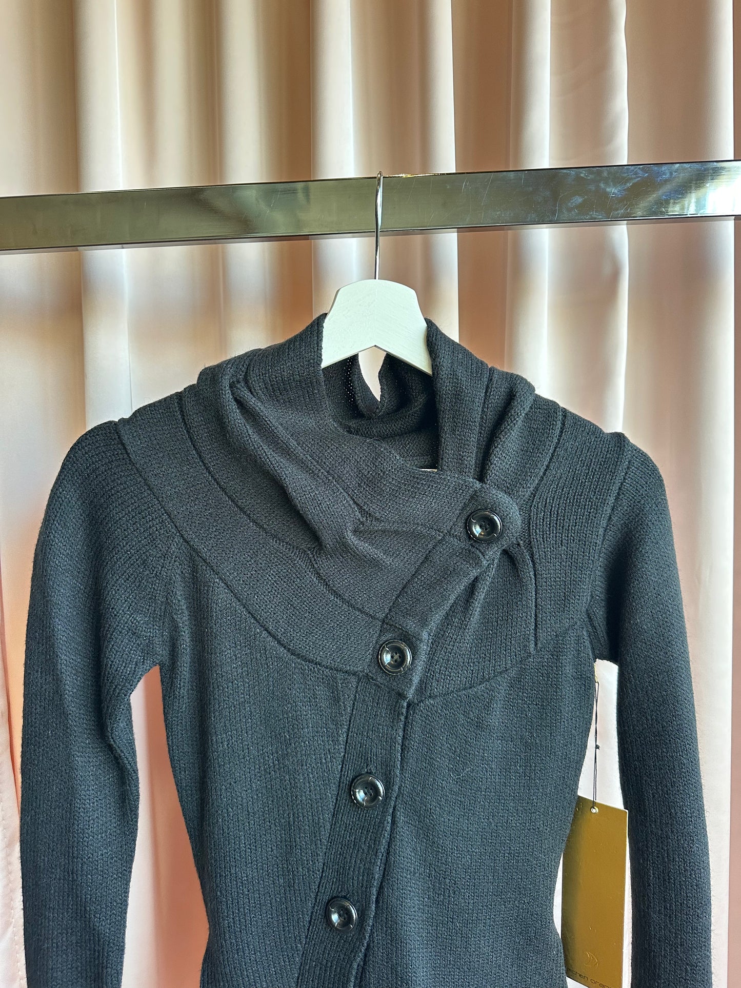 Black Knit Asymmetric Cardigan