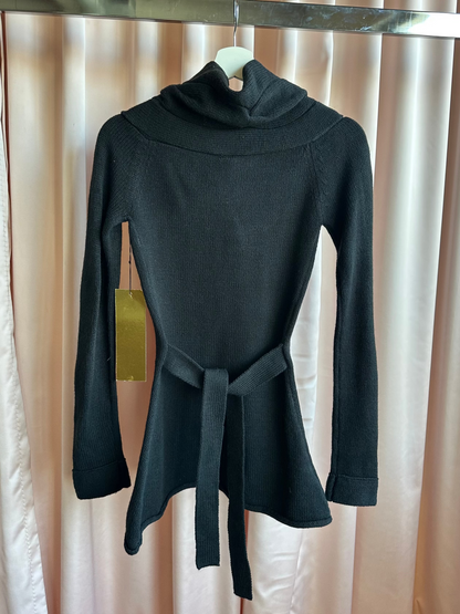 Black Knit Asymmetric Cardigan