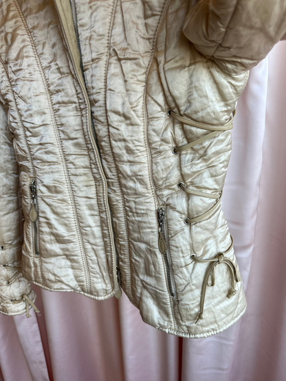 Champagne Lace Up Puffer Jacket