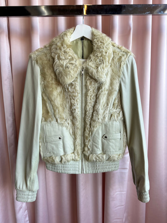 Vintage Fur and Leather Bomber Jacket