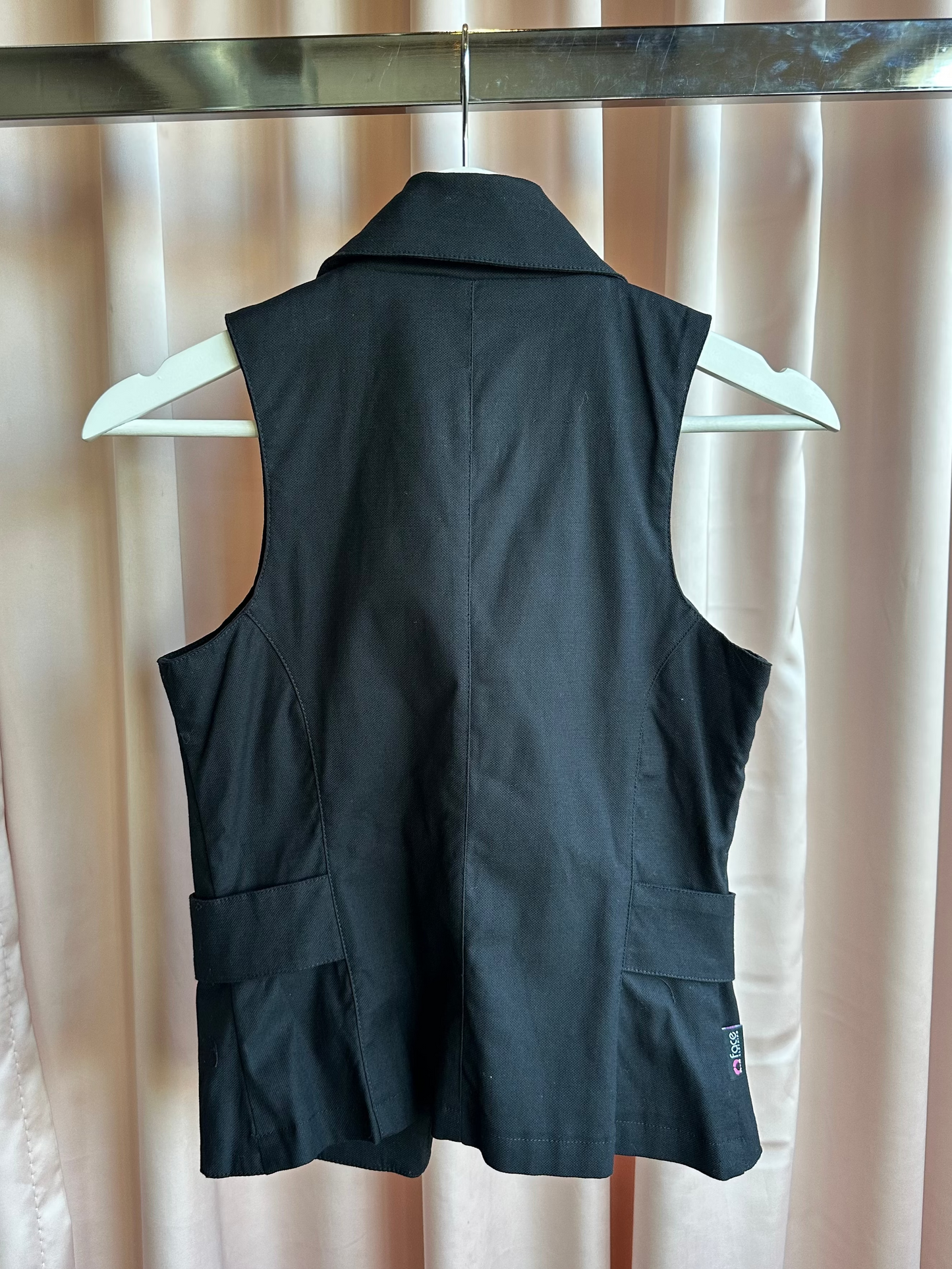 Black Double Breasted Vest Top