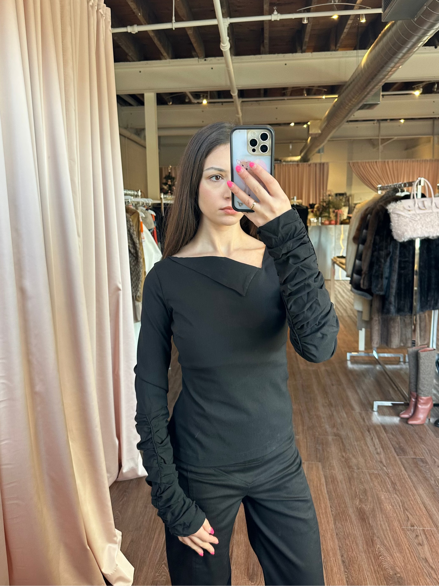 Black Rouged Long Sleeve Shirt