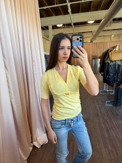 Dsquared2 Yellow Short Sleeve Henley