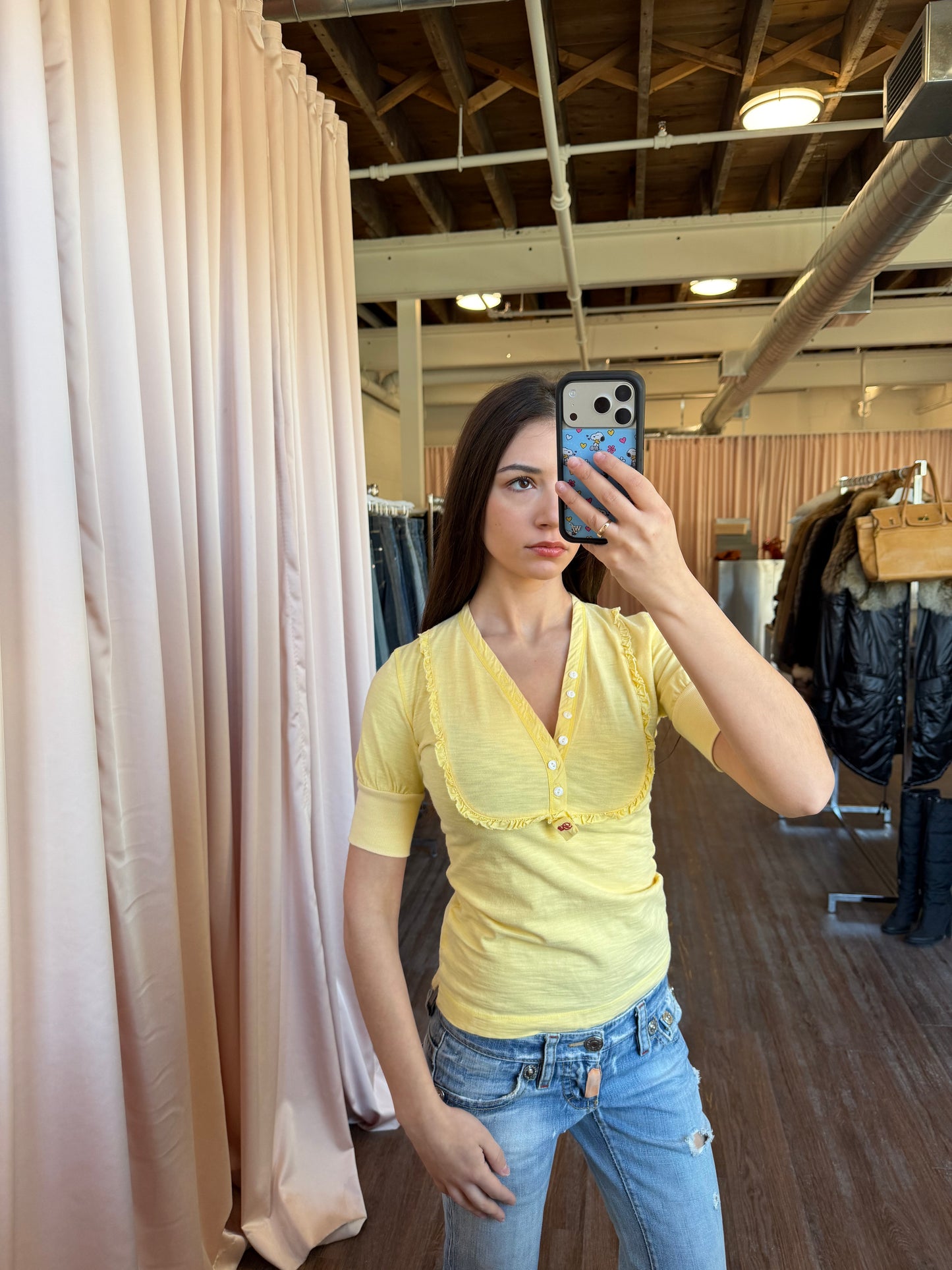 Dsquared2 Yellow Short Sleeve Henley