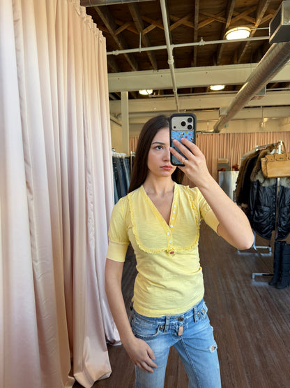 Dsquared2 Yellow Short Sleeve Henley