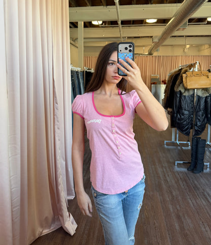 Dsquared2 Pink Short Sleeve Henley